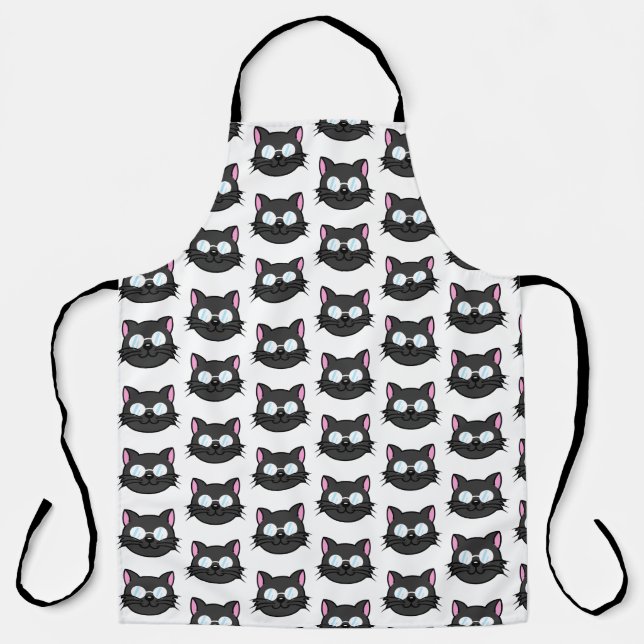 Delantal Gato oscuro Gato negro Gato Gris vestido con lente (Anverso)
