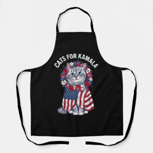 Delantal Gato para Kamala Gato Flores Bandera Americana USA