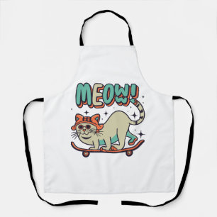 Delantal Gato Patinando Miau