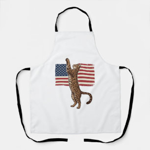Delantal Gato Patriótico Bandera Americana Diseño Vectorial