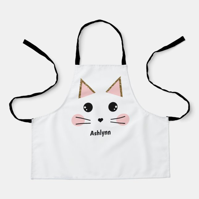 Delantal Gato Purpurina Gold personalizado (Anverso)