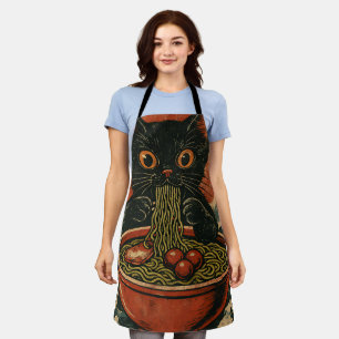 Delantal Gato Ramen japonés gracioso gráfico Kawaii Cat Ani