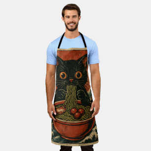 Delantal Gato Ramen japonés gracioso gráfico Kawaii Cat Ani