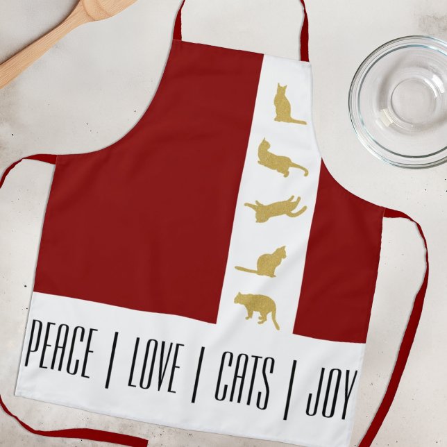 Delantal Gato Rojo Blanco Dorado Navidad Moderna (Subido por el creador)