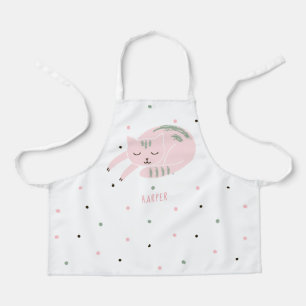 Delantal Gato rosa durmiente suave personalizado