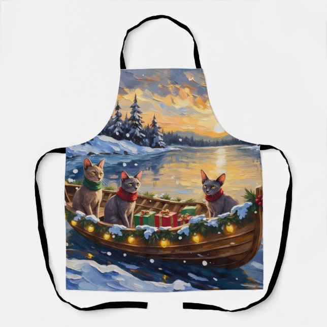 Delantal Gato Sphynx Navidad Barco Fiesta (Anverso)