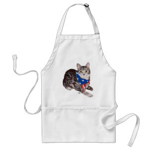 Delantal Gato Tabby Americano Patriótico de Pelo Corto