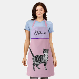 Delantal Gato Tabby Pastel Gatos Mujeres Lavandera Rosa Lig