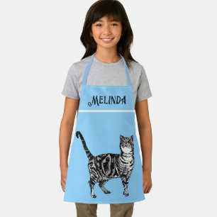 Delantal Gato Tabby Pastel Gatos Niños Chicas Azul claro Az