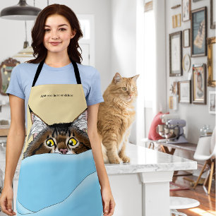 Delantal Gato Tabby Peeking Blue Fantasy