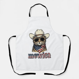Delantal Gato Vaquero Patriótico Mewica Diseño Vector Vinta