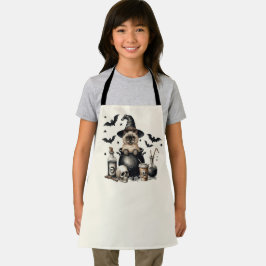 Delantal Gato Vintage Adorable en una Caldera Halloween