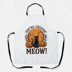 Delantal Gato vintage de Halloween Meow grabado_1