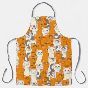 Delantal Gatos blancos y jengibre patrón ojos verdes ojos a