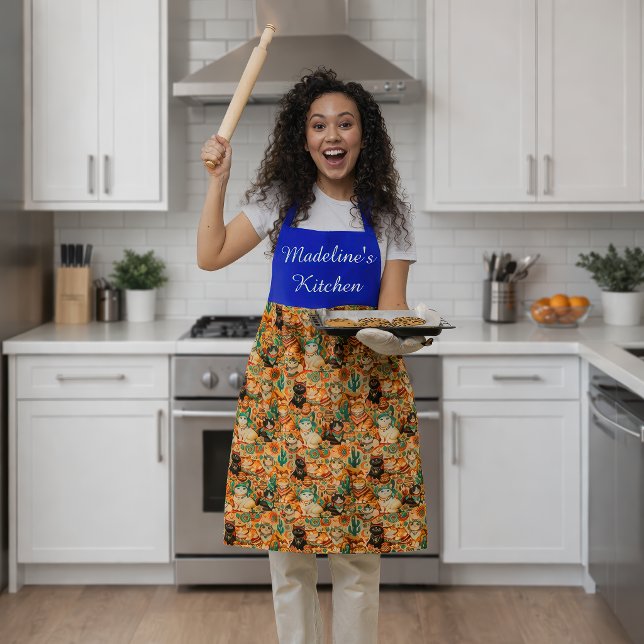 Delantal Gatos Boho Personalizados (Personalized Boho Cats Apron)