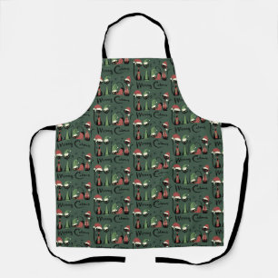 Delantal Gatos de Navidad de mediados de siglo Estilo atómi