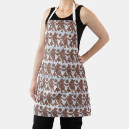 Delantal Gatos de pan de jengibre bailando (diseño de nieve