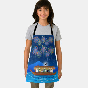 Delantal Gatos deslumbrando en fuegos artificiales a bordo 