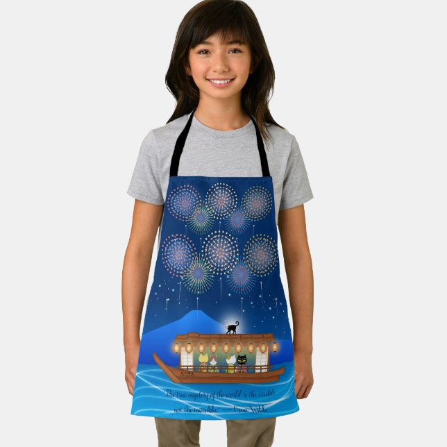 Delantal Gatos deslumbrando en fuegos artificiales a bordo  (in situ)