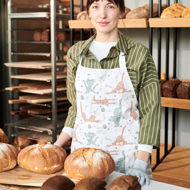 Delantal Gatos divertidos en un estilo lindo (Funny Cats in a Cute Style Apron)