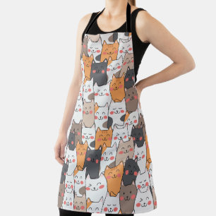 Delantal gatos divertidos patrón fluido