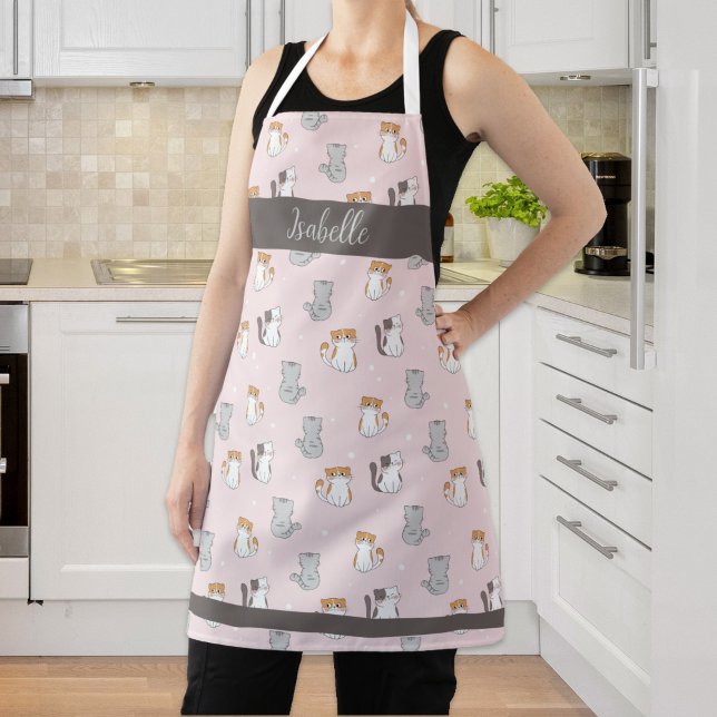 Delantal Gatos kawaii personalizados (Cute Kawaii Cats Personalized Apron)