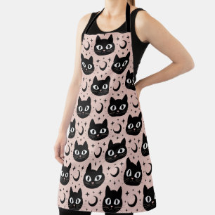 Delantal Gatos Negros Adorables & Halloween Celestial