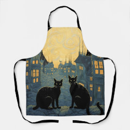 Delantal Gatos negros en la azotea