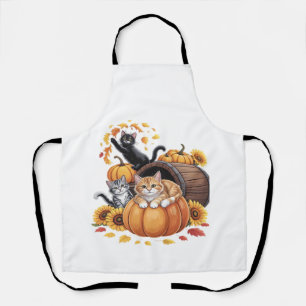 Delantal Gatos Otoño Calabazas de Acción de Gracias Girasol