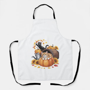 Delantal Gatos Otoño Calabazas de Acción de Gracias Girasol
