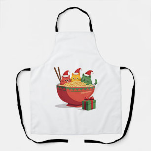 Delantal Gatos Ramen Santa Anime Navidad Xmas Niños Niñas M