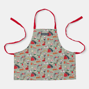 Delantal Gatos retro lindos estampado navideño verde en tod