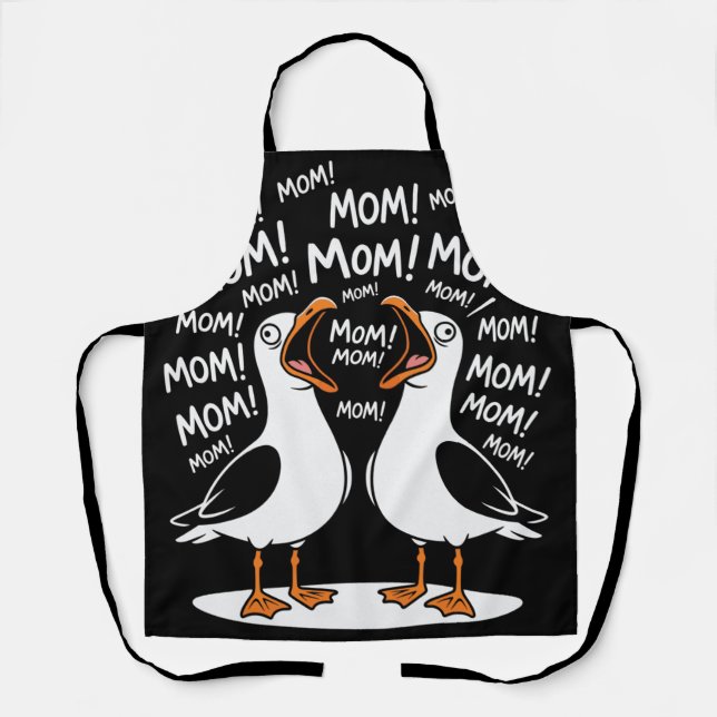 Delantal Gaviotas Divertidas Gritando Mamá (Anverso)