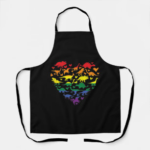 Delantal Gay Heart LGBT Q Pride Bandera Dinosaurio