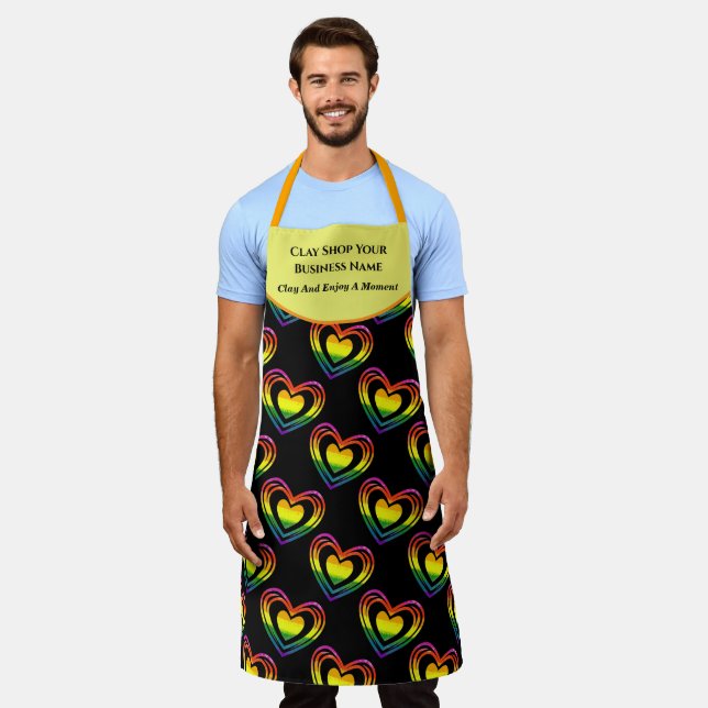Delantal Gay LGBTQ Rainbow Hearts Pattern Nombre comercial (Gastado)