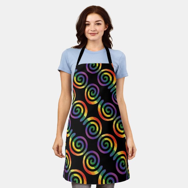 Delantal Gay LGBTQ Rainbow Love Watercolor Pattern (Gastado)