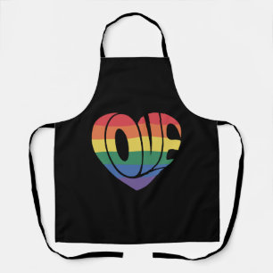 Delantal Gear del Orgullo Arcoiris de Love Heart retro Groo