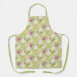 Delantal Geese lindo con flores dibujadas a mano - Green Ch