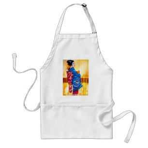 Delantal Geisha japonesa con kimono azul