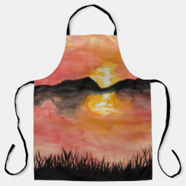 Delantal Gemalter Sonnenuntergang Aquarell/Tusche - Badhan