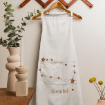 Delantal Gemini de oro de Rótulo Zodiaco moderno | Aire de<br><div class="desc">Gemini de oro de Rótulo Zodiaco moderno | Aire de elemento</div>