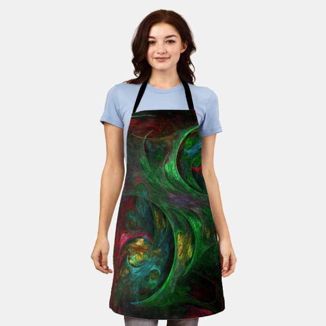 Delantal Génesis Green Abstract Art Apron (Gastado)