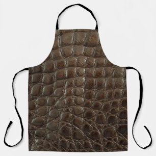 Delantal Genuine brown alligator leather, close up to show