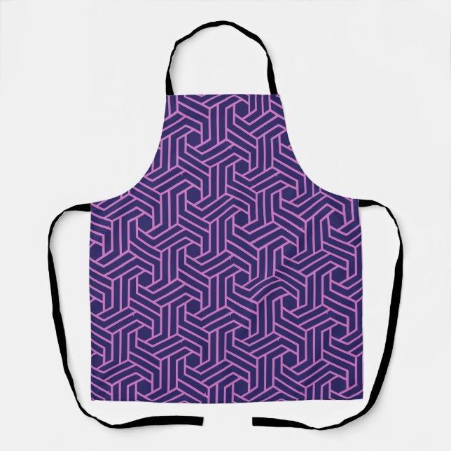 Delantal geometría abstracta rosa con fondo morado (Anverso)