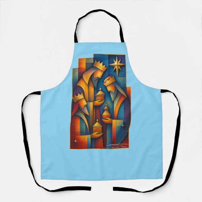 Delantal Geometric Magi - Three Wise Men Christmas Star Art (Anverso)