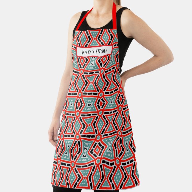 Delantal Geometric Pattern Name Personalized Aprons (in situ)