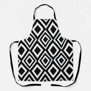Delantal Geométrica de diamante blanco y negro
