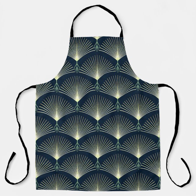 Delantal Geométrica Elegante: Art Deco Azul. (Anverso)