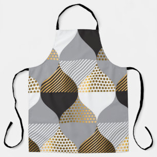 Delantal Geométrico de lujo: negro, patrón oro