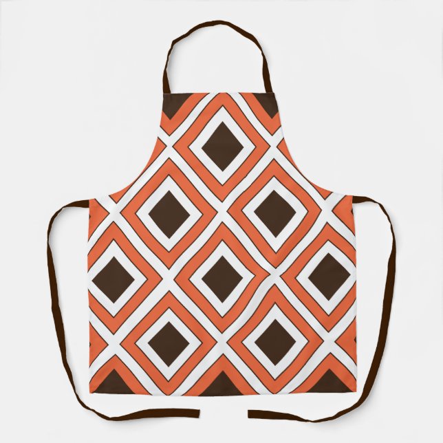 Delantal Geométrico del diamante naranja Brown (Anverso)